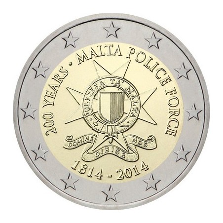 2 Euros Malte 2014, UNC, 200ᵉ anniversaire des forces de police de Malte