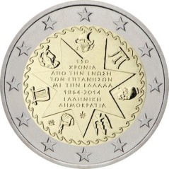 2 Euros Grèce 2014, UNC, 150ᵉ anniversaire de l’union des îles Ioniennes avec la Grèce