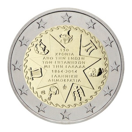 2 Euros Grèce 2014, UNC, 150ᵉ anniversaire de l’union des îles Ioniennes avec la Grèce