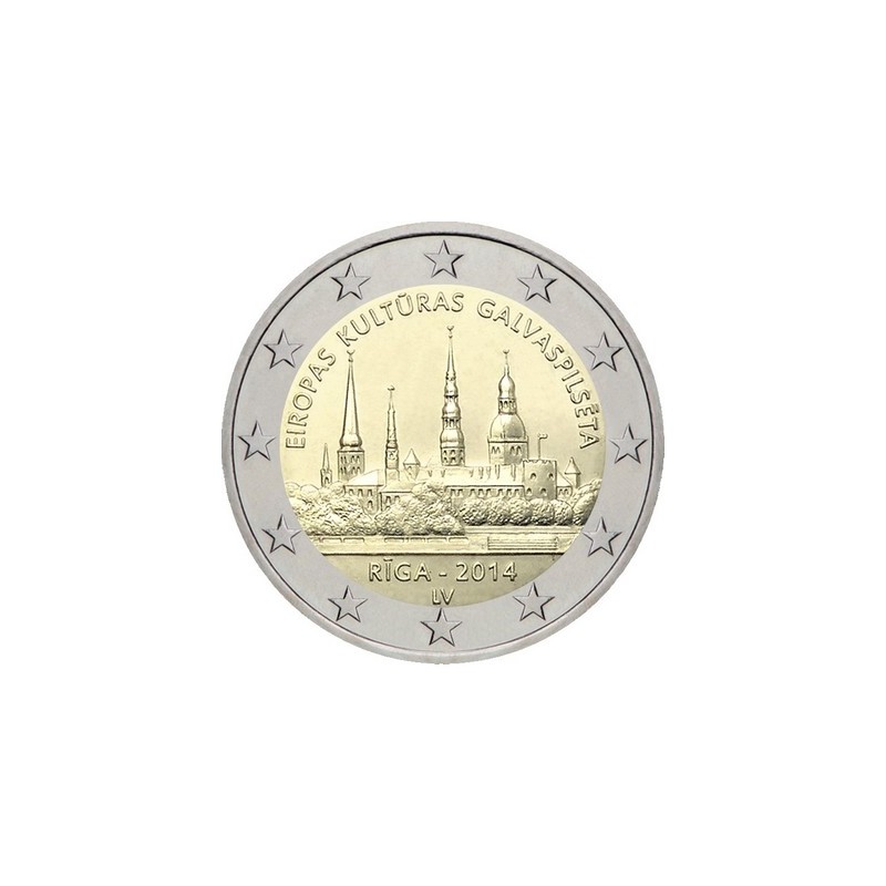 2 Euros Lettonie 2014, UNC, Riga, Capitale Européenne de la culture