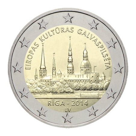 2 Euros Lettonie 2014, UNC, Riga, Capitale Européenne de la culture