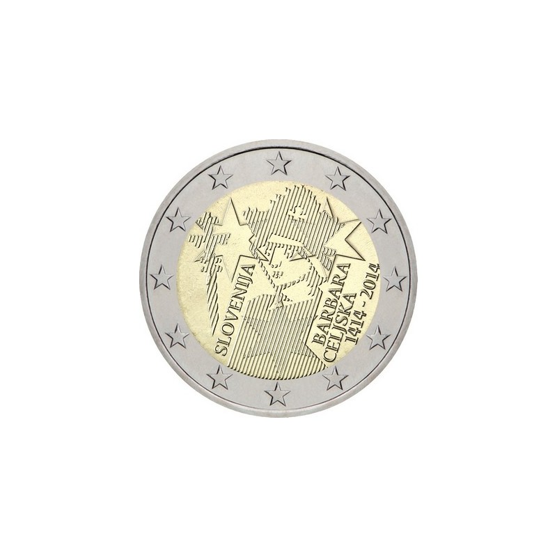 2 Euros Slovénie 2014, UNC, 600e anniversaire du couronnement de l’Impératrice du Saint-Empire romain germanique Barbe de Cilley