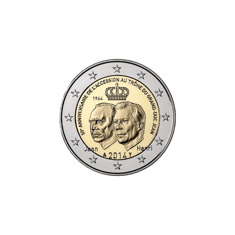 2 Euros Luxembourg 2014, UNC, 50ᵉ anniversaire de l’accession au trône du Grand-Duc Jean