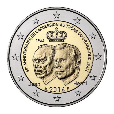 2 Euros Luxembourg 2014, UNC, 50ᵉ anniversaire de l’accession au trône du Grand-Duc Jean