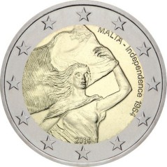 2 Euros Malte 2014, UNC, 50ᵉ anniversaire de son indépendance