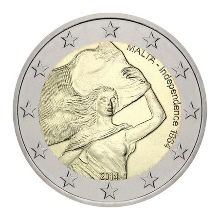 2 Euros Malte 2014, UNC, 50ᵉ anniversaire de son indépendance